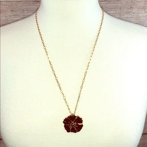 J. Crew Goldtone & Black Enamel Flower Necklace